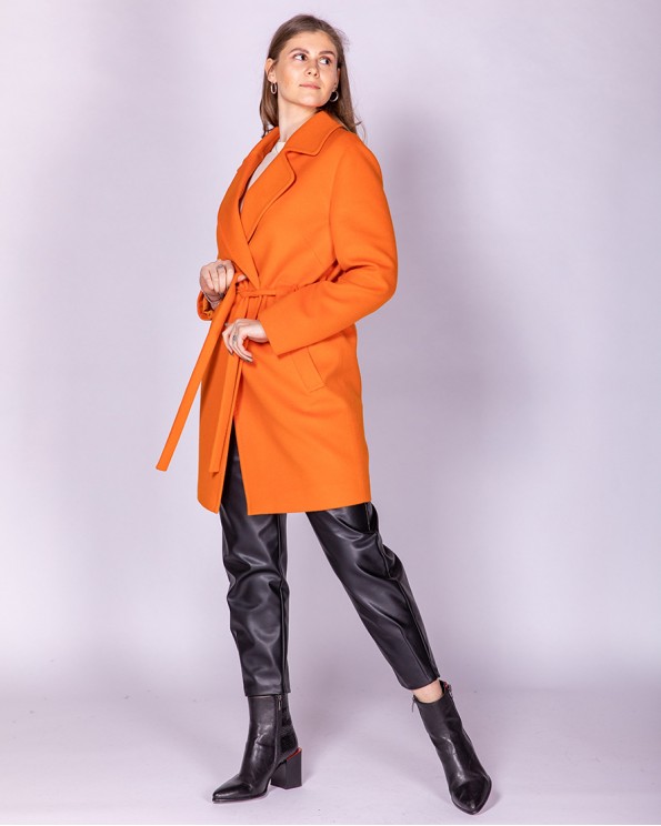 Пальто оранжевое из шерсти 