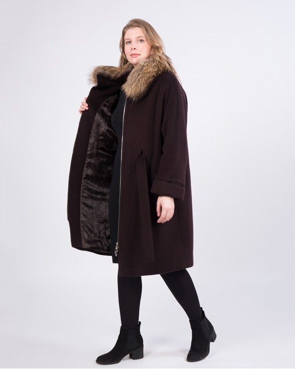 Утепленное пальто с мехом ALVO