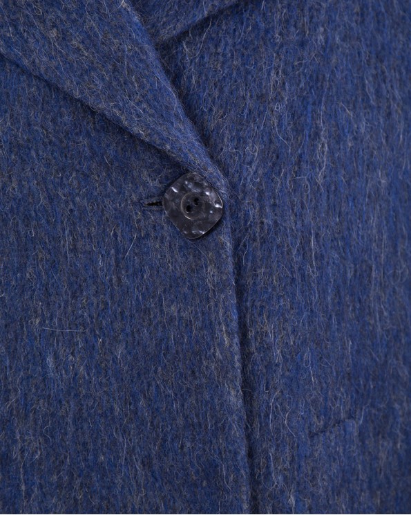 Синее пальто прямого силуэта из шерсти