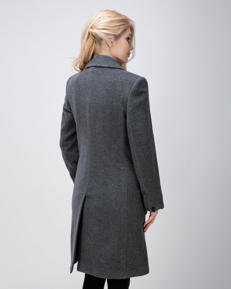 Короткое серое пальто женское
