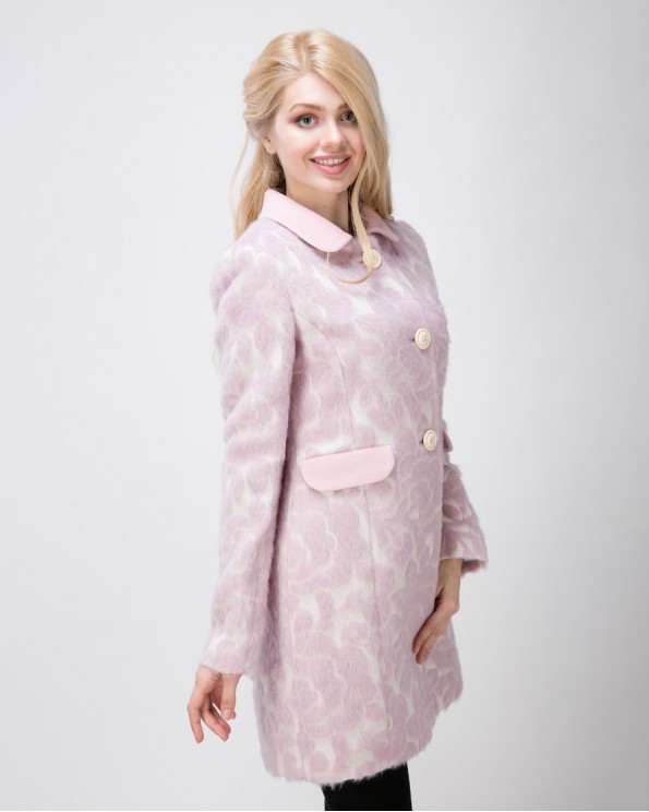 Розовое пальто для женщин с цветами