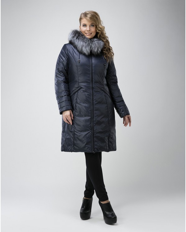 Женское зимнее пальто пуховик с чернобуркой