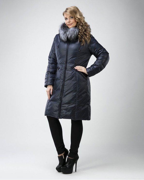 Женское зимнее пальто пуховик с чернобуркой